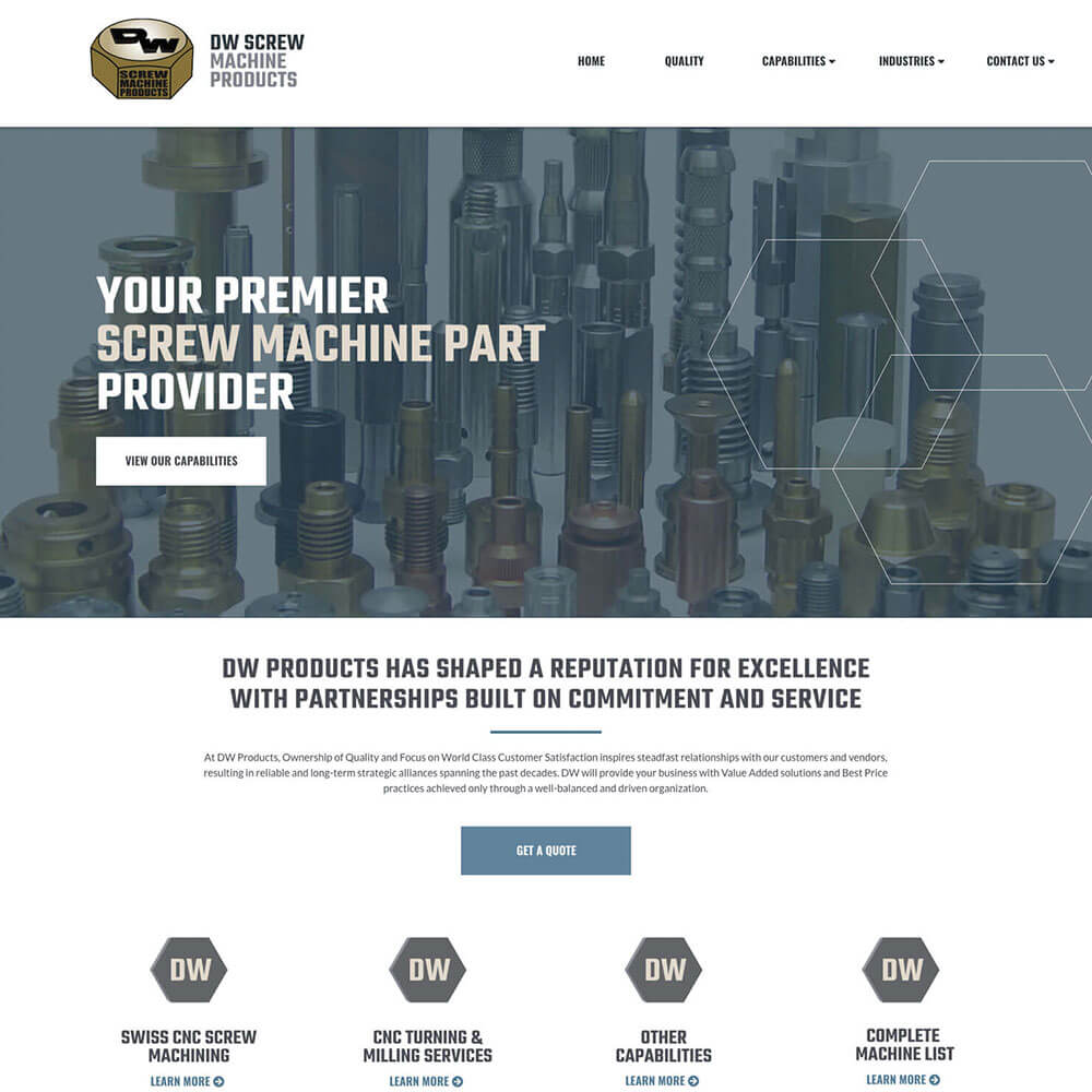DW Screw Products Website Design